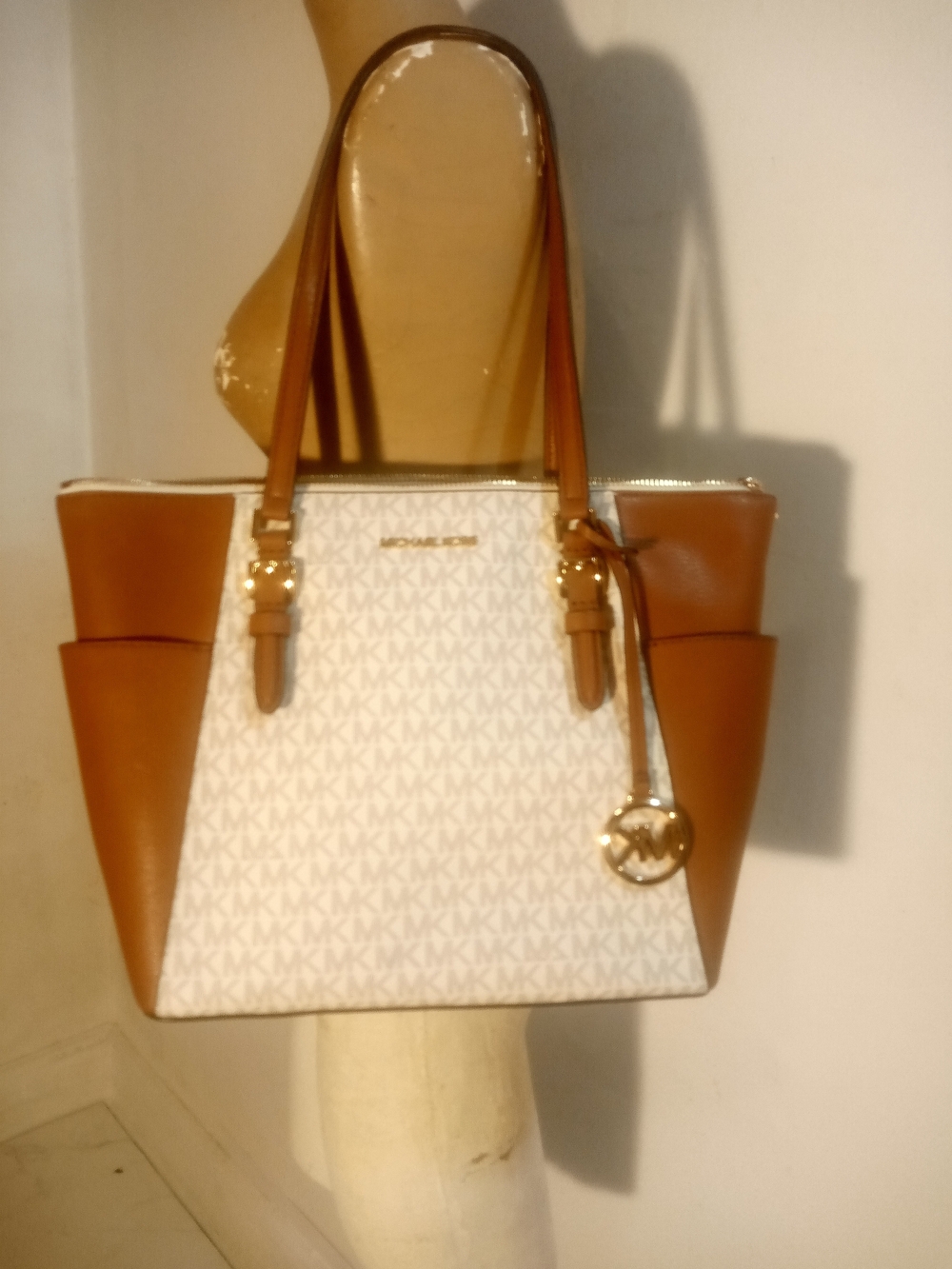 Michael Kors Brown & White Signature Tote Bag